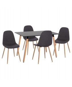 ΣΕΤ ΤΡΑΠΕΖΑΡΙΑΣ 5ΤΜΧ MINARDO HM21179 MDF TOP ΣΕ ΜΑΥΡΟ--ΣΚΟΥΡΟ ΓΚΡΙ ΥΦΑΣΜΑ