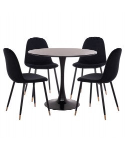 ΣΕΤ ΤΡΑΠΕΖΑΡΙΑΣ 5ΤΜΧ BROLIN HM21191 MDF TOP-ΜΕΤΑΛΛΙΚΑ ΠΟΔΙΑ-ΒΕΛΟΥΔΟ--ΜΑΥΡΟ