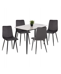 ΣΕΤ ΤΡΑΠΕΖΑΡΙΑΣ 5ΤΜΧ LATRELL HM21192 ΤΡΑΠΕΖΙ ΚΕΡΑΜΙΚΟ TOP-ΒΕΛΟΥΔΟ ΓΚΡΙ ΚΑΡΕΚΛΕΣ