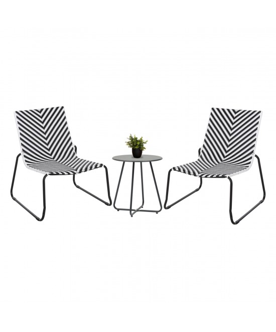 ΣΕΤ LOUNGE 3TMX ΕΞ.ΧΩΡΟΥ PONY HM21193 ΜΕΤΑΛΛΟ ΣΕ ΓΚΡΙ--ΣΥΝΘ.RATTAN ΣΕ ΛΕΥΚΟ-ΜΑΥΡΟ