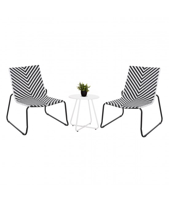 ΣΕΤ LOUNGE 3TMX ΕΞ.ΧΩΡΟΥ PONY HM21193.02 ΜΕΤΑΛΛΟ ΚΑΙ ΣΥΝΘ.RATTAN ΣΕ ΛΕΥΚΟ-ΜΑΥΡΟ