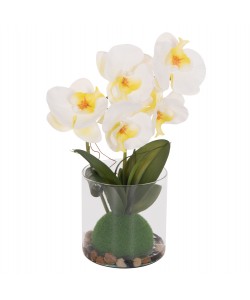 ΔΙΑΚΟΣΜΗΤΙΚΟ ΣΥΝΘΕΤΙΚΟ ΦΥΤΟ HM4738 ΛΟΥΛΟΥΔΙ PHALAENOPSIS ΣΕ ΓΥΑΛΙΝΟ ΒΑΖΟ 12x24x30Υεκ