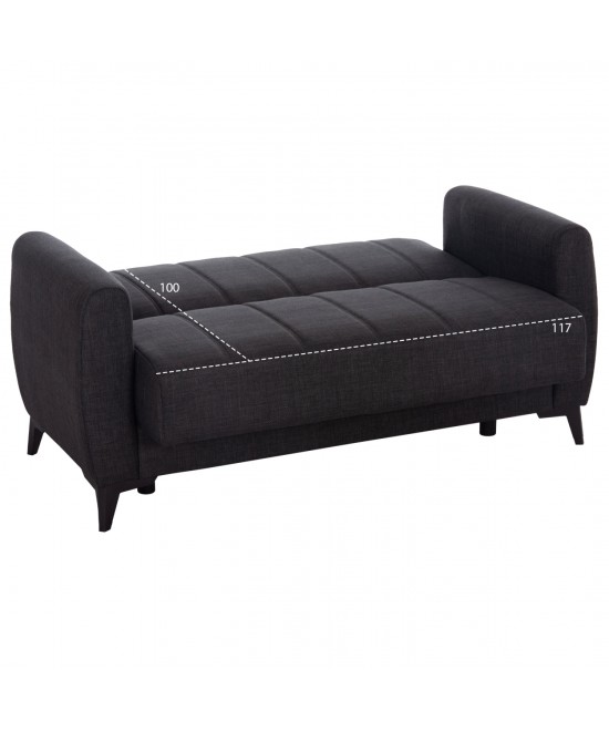 ΚΑΝΑΠΕΣ ΚΡΕΒΑΤΙ ΜΕ ΑΠΟΘ.ΧΩΡΟ ΔΙΘΕΣΙΟΣ NIKKO HM3293.01 ΓΚΡΙ ΥΦΑΣΜΑ 144x75x84Υεκ.