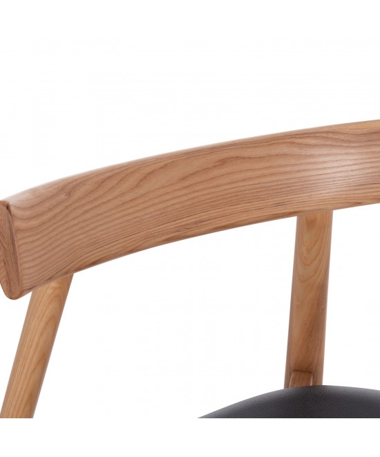 KΑΡΕΚΛΑ ΤΡΑΠΕΖΑΡΙΑΣ SEKAN HM18245.04 RUBBERWOOD-ΜΑΥΡΟ PU 60x54x72Υεκ