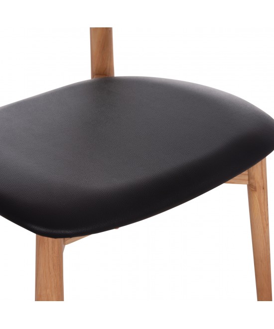 KΑΡΕΚΛΑ ΤΡΑΠΕΖΑΡΙΑΣ SEKAN HM18245.04 RUBBERWOOD-ΜΑΥΡΟ PU 60x54x72Υεκ