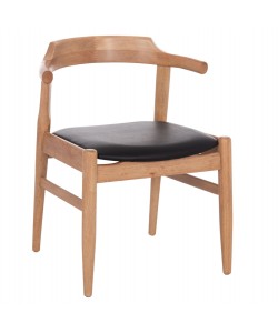 ΠΟΛΥΘΡΟΝΑ CERSEI HM9946.01 RUBBERWOOD ΣΕ LIGHT OAK & PU ΣΕ ΜΑΥΡΟ 57x53x72Υεκ