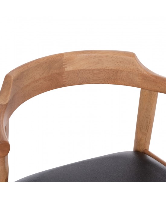 ΠΟΛΥΘΡΟΝΑ CERSEI HM9946.01 RUBBERWOOD ΣΕ LIGHT OAK & PU ΣΕ ΜΑΥΡΟ 57x53x72Υεκ