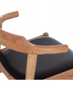 ΠΟΛΥΘΡΟΝΑ CERSEI HM9946.01 RUBBERWOOD ΣΕ LIGHT OAK & PU ΣΕ ΜΑΥΡΟ 57x53x72Υεκ