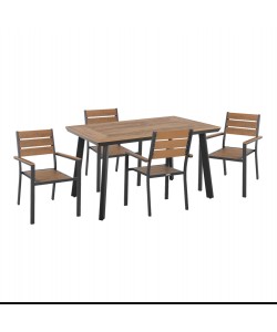 ΣΕΤ ΤΡΑΠΕΖΑΡΙΑΣ TABER HM21197 ΤΡΑΠΕΖΙ & 4 ΠΟΛΥΘΡΟΝΕΣ-ΑΛΟΥΜΙΝΙΟ & POLYWOOD-ΑΝΘΡΑΚΙ