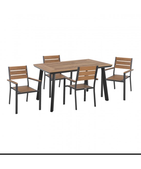 ΣΕΤ ΤΡΑΠΕΖΑΡΙΑΣ TABER HM21197 ΤΡΑΠΕΖΙ & 4 ΠΟΛΥΘΡΟΝΕΣ-ΑΛΟΥΜΙΝΙΟ & POLYWOOD-ΑΝΘΡΑΚΙ