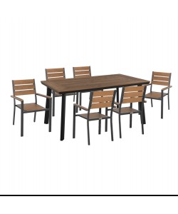 ΣΕΤ ΤΡΑΠΕΖΑΡΙΑΣ TABER HM21198 ΤΡΑΠΕΖΙ & 6 ΠΟΛΥΘΡΟΝΕΣ-ΑΛΟΥΜΙΝΙΟ & POLYWOOD-ΑΝΘΡΑΚΙ