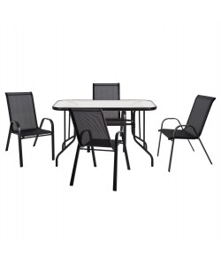 ΣΕΤ ΤΡΑΠΕΖΑΡΙΑΣ 5ΤΜΧ HM5193.13 ΜΕΤΑΛΛΙΚO ΜΕ 4 ΚΑΡΕΚΛΕΣ & ΤΡΑΠΕΖΙ 110x60 ΜΑΥΡΟ