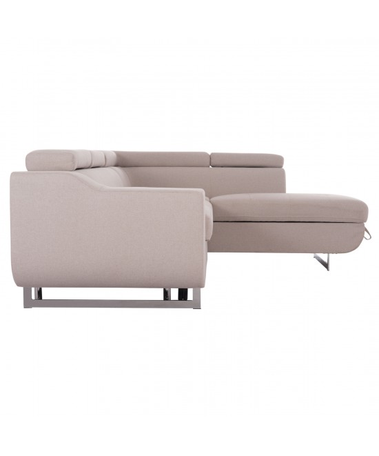 ΓΩΝΙΑΚΟΣ ΚΑΝΑΠΕΣ-ΚΡΕΒΑΤΙ ΜΕ ΑΠΟΘ.ΧΩΡΟ ENCORE HM3301.03R ΜΠΕΖ ΥΦΑΣΜΑ 285x205x90Υεκ.