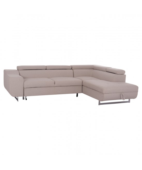 ΓΩΝΙΑΚΟΣ ΚΑΝΑΠΕΣ-ΚΡΕΒΑΤΙ ΜΕ ΑΠΟΘ.ΧΩΡΟ ENCORE HM3301.03R ΜΠΕΖ ΥΦΑΣΜΑ 285x205x90Υεκ.