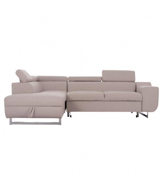 ΓΩΝΙΑΚΟΣ ΚΑΝΑΠΕΣ-ΚΡΕΒΑΤΙ ΜΕ ΑΠΟΘ.ΧΩΡΟ ENCORE HM3301.03L ΜΠΕΖ ΥΦΑΣΜΑ 285x205x90Υεκ.