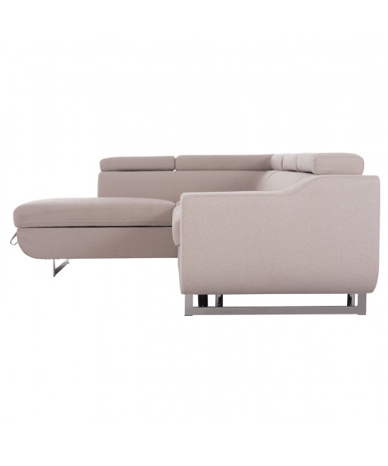 ΓΩΝΙΑΚΟΣ ΚΑΝΑΠΕΣ-ΚΡΕΒΑΤΙ ΜΕ ΑΠΟΘ.ΧΩΡΟ ENCORE HM3301.03L ΜΠΕΖ ΥΦΑΣΜΑ 285x205x90Υεκ.