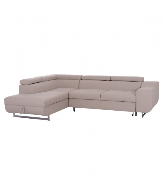 ΓΩΝΙΑΚΟΣ ΚΑΝΑΠΕΣ-ΚΡΕΒΑΤΙ ΜΕ ΑΠΟΘ.ΧΩΡΟ ENCORE HM3301.03L ΜΠΕΖ ΥΦΑΣΜΑ 285x205x90Υεκ.