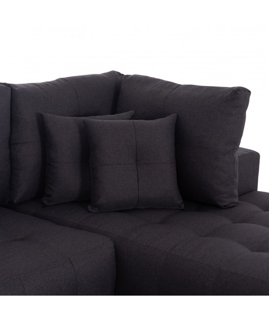 ΓΩΝΙΑΚΟΣ ΚΑΝΑΠΕΣ-ΚΡΕΒΑΤΙ ΜΕ ΑΠΟΘ.ΧΩΡΟ TRENDSTON HM3302.01R ΓΚΡΙ ΥΦΑΣΜΑ 298x177x95Υεκ