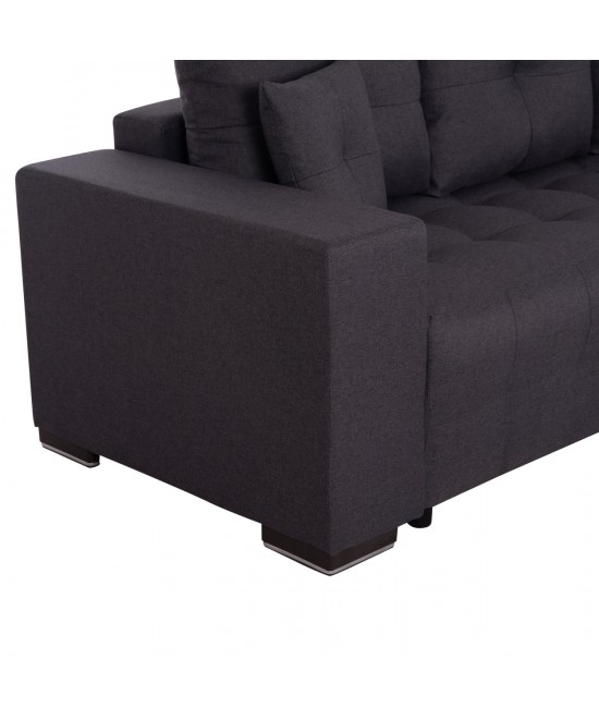 ΓΩΝΙΑΚΟΣ ΚΑΝΑΠΕΣ-ΚΡΕΒΑΤΙ ΜΕ ΑΠΟΘ.ΧΩΡΟ TRENDSTON HM3302.01R ΓΚΡΙ ΥΦΑΣΜΑ 298x177x95Υεκ