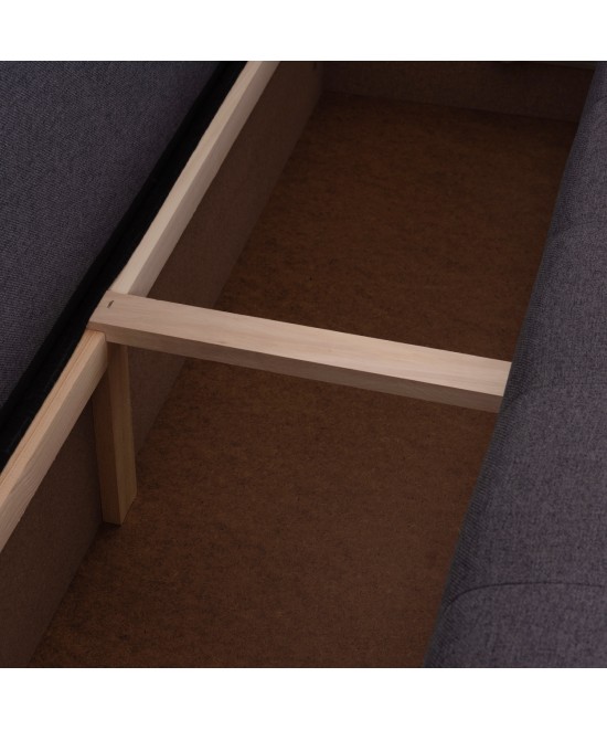 ΓΩΝΙΑΚΟΣ ΚΑΝΑΠΕΣ-ΚΡΕΒΑΤΙ ΜΕ ΑΠΟΘ.ΧΩΡΟ TRENDSTON HM3302.01R ΓΚΡΙ ΥΦΑΣΜΑ 298x177x95Υεκ