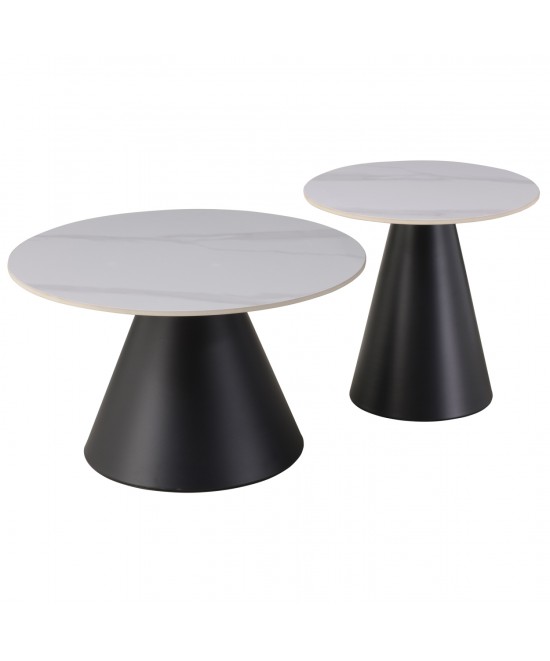 ΤΡΑΠΕΖΙΑ ΣΑΛΟΝΙΟΥ RIDGE HM18266.01 ΚΕΡΑΜΙΚΑ TOP ΜΕ ΟΨΗ ΛΕΥΚΟΥ ΜΑΡΜΑΡΟΥ Φ50εκ & Φ70εκ