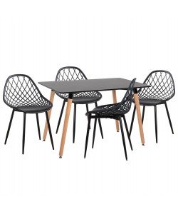 ΣΕΤ ΤΡΑΠΕΖΑΡΙΑΣ 5ΤΜΧ LIO HM21175 MDF TOP & ΠΟΛΥΠΡΟΠΥΛΕΝΙΟ ΣΕ ΜΑΥΡΟ