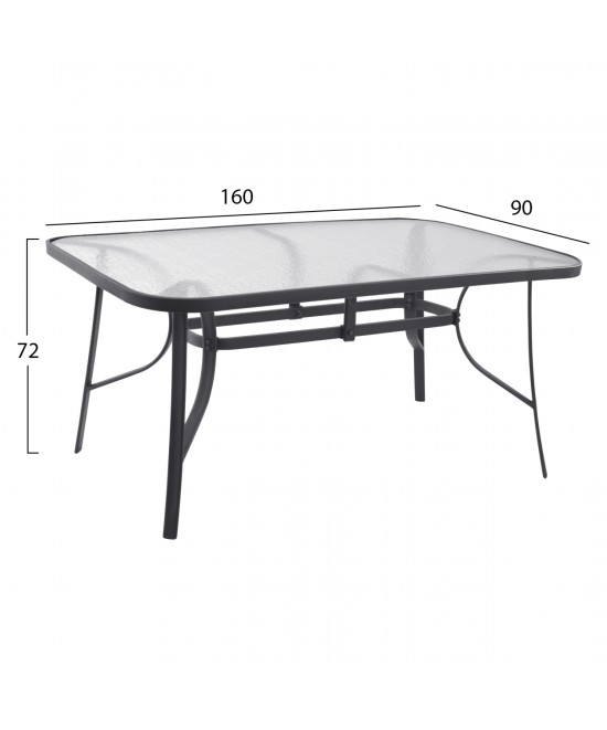 ΣΕΤ ΤΡΑΠΕΖΑΡΙΑ ΓΚΡΙ  ΜΕΤΑΛΛΙΚΗ 7ΤΜΧ ΜΕ 6ΚΑΡΕΚΛΕΣ ΚΑΙ ΤΡΑΠΕΖΙ 160Χ90 HM5206.01