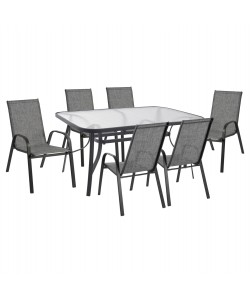 ΣΕΤ ΤΡΑΠΕΖΑΡΙΑ ΓΚΡΙ  ΜΕΤΑΛΛΙΚΗ 7ΤΜΧ ΜΕ 6ΚΑΡΕΚΛΕΣ ΚΑΙ ΤΡΑΠΕΖΙ 160Χ90 HM5206.01