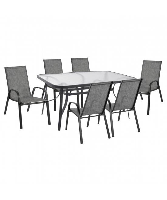 ΣΕΤ ΤΡΑΠΕΖΑΡΙΑ ΓΚΡΙ  ΜΕΤΑΛΛΙΚΗ 7ΤΜΧ ΜΕ 6ΚΑΡΕΚΛΕΣ ΚΑΙ ΤΡΑΠΕΖΙ 160Χ90 HM5206.01