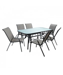 ΣΕΤ ΤΡΑΠΕΖΑΡΙΑ ΓΚΡΙ  ΜΕΤΑΛΛΙΚΗ 7ΤΜΧ ΜΕ 6ΚΑΡΕΚΛΕΣ ΚΑΙ ΤΡΑΠΕΖΙ 160Χ90 HM5206.01