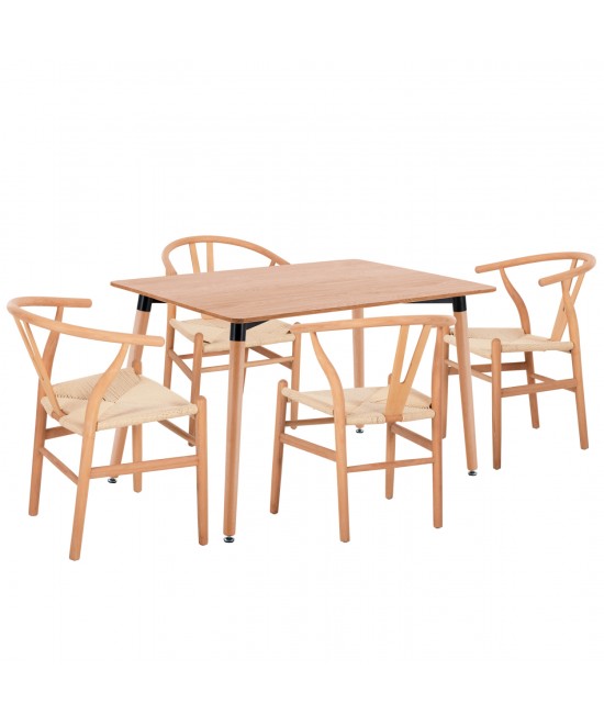 ΣΕΤ ΤΡΑΠΕΖΑΡΙΑΣ 5ΤΜΧ BRAVE HM21182 MDF TOP-ΞΥΛΟ ΟΞΙΑΣ & PAPER ROPE ΣΕ ΦΥΣΙΚΟ