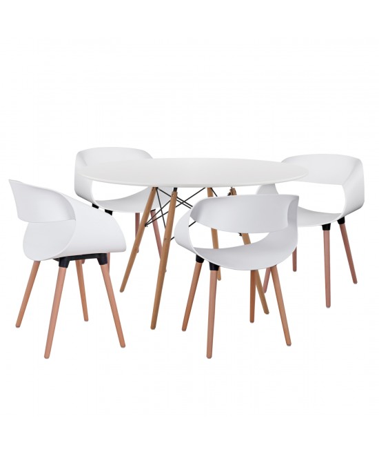 ΣΕΤ ΤΡΑΠΕΖΑΡΙΑΣ 5ΤΜΧ MAGGIE HM21186 MDF TOP & ΠΟΛΥΠΡΟΠΥΛΕΝΙΟ ΣΕ ΛΕΥΚΟ ΧΡΩΜΑ