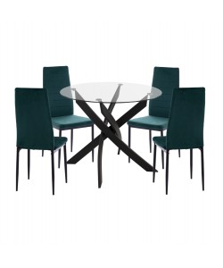 ΣΕΤ ΤΡΑΠΕΖΑΡΙΑΣ 5ΤΜΧ LADY HM21199.03 ΓΥΑΛΙ--ΜΕΤΑΛΛΟ ΣΕ ΜΑΥΡΟ & ΒΕΛΟΥΔΟ ΚΥΠΑΡΙΣΣΙ