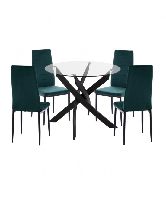 ΣΕΤ ΤΡΑΠΕΖΑΡΙΑΣ 5ΤΜΧ LADY HM21199.03 ΓΥΑΛΙ--ΜΕΤΑΛΛΟ ΣΕ ΜΑΥΡΟ & ΒΕΛΟΥΔΟ ΚΥΠΑΡΙΣΣΙ