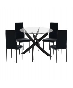 ΣΕΤ ΤΡΑΠΕΖΑΡΙΑΣ 5ΤΜΧ LADY HM21199.04 ΓΥΑΛΙ--ΜΕΤΑΛΛΟ & ΒΕΛΟΥΔΟ ΣΕ ΜΑΥΡΟ