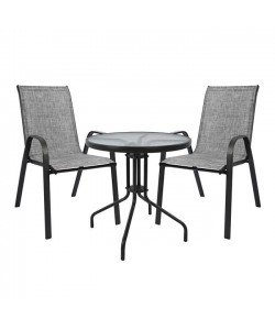 ΣΕΤ ΤΡΑΠΕΖΑΡΙΑΣ ΜΕΤΑΛΛΙΚΟ 3ΤΜΧ ΜΕ 2 ΚΑΡΕΚΛΕΣ & ΤΡΑΠΕΖΙ Φ60 ΓΚΡΙ HM5181.01