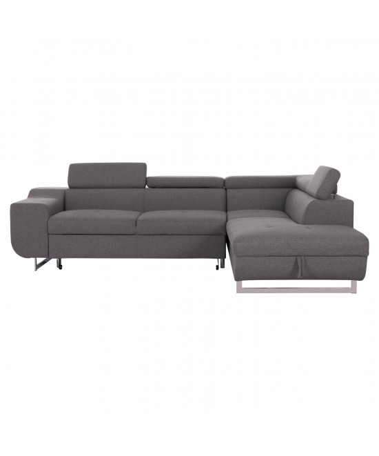 ΓΩΝΙΑΚΟΣ ΚΑΝΑΠΕΣ-ΚΡΕΒΑΤΙ ΜΕ ΑΠΟΘ.ΧΩΡΟ ENCORE HM3301.01R ΓΚΡΙ ΥΦΑΣΜΑ 285x205x90Υεκ.