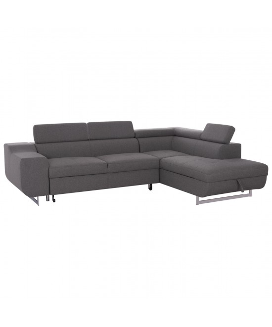 ΓΩΝΙΑΚΟΣ ΚΑΝΑΠΕΣ-ΚΡΕΒΑΤΙ ΜΕ ΑΠΟΘ.ΧΩΡΟ ENCORE HM3301.01R ΓΚΡΙ ΥΦΑΣΜΑ 285x205x90Υεκ.