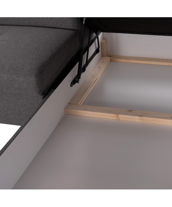 ΓΩΝΙΑΚΟΣ ΚΑΝΑΠΕΣ-ΚΡΕΒΑΤΙ ΜΕ ΑΠΟΘ.ΧΩΡΟ ENCORE HM3301.01R ΓΚΡΙ ΥΦΑΣΜΑ 285x205x90Υεκ.