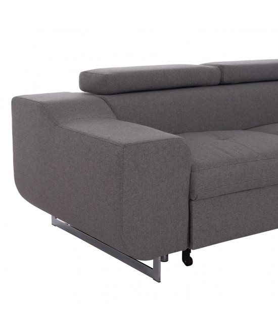 ΓΩΝΙΑΚΟΣ ΚΑΝΑΠΕΣ-ΚΡΕΒΑΤΙ ΜΕ ΑΠΟΘ.ΧΩΡΟ ENCORE HM3301.01R ΓΚΡΙ ΥΦΑΣΜΑ 285x205x90Υεκ.