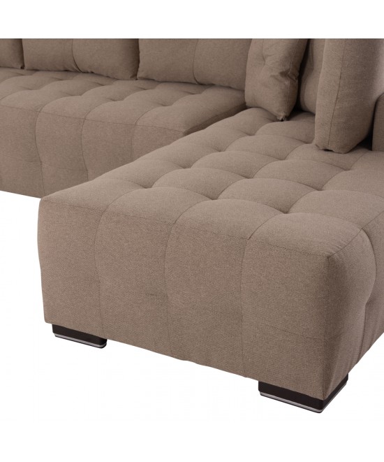 ΓΩΝΙΑΚΟΣ ΚΑΝΑΠΕΣ-ΚΡΕΒΑΤΙ ΜΕ ΑΠΟΘ.ΧΩΡΟ TRENDSTON HM3302.03R ΜΠΕΖ ΥΦΑΣΜΑ 298x177x95Υεκ