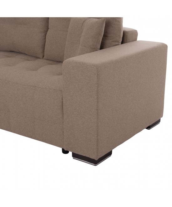 ΓΩΝΙΑΚΟΣ ΚΑΝΑΠΕΣ-ΚΡΕΒΑΤΙ ΜΕ ΑΠΟΘ.ΧΩΡΟ TRENDSTON HM3302.03L ΜΠΕΖ ΥΦΑΣΜΑ 298x177x95Υεκ