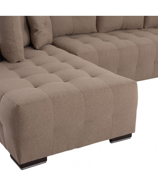 ΓΩΝΙΑΚΟΣ ΚΑΝΑΠΕΣ-ΚΡΕΒΑΤΙ ΜΕ ΑΠΟΘ.ΧΩΡΟ TRENDSTON HM3302.03L ΜΠΕΖ ΥΦΑΣΜΑ 298x177x95Υεκ