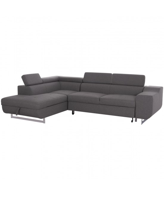 ΓΩΝΙΑΚΟΣ ΚΑΝΑΠΕΣ-ΚΡΕΒΑΤΙ ΜΕ ΑΠΟΘ.ΧΩΡΟ ENCORE HM3301.01L ΓΚΡΙ ΥΦΑΣΜΑ 285x205x90Υεκ.