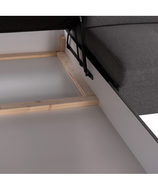 ΓΩΝΙΑΚΟΣ ΚΑΝΑΠΕΣ-ΚΡΕΒΑΤΙ ΜΕ ΑΠΟΘ.ΧΩΡΟ ENCORE HM3301.01L ΓΚΡΙ ΥΦΑΣΜΑ 285x205x90Υεκ.