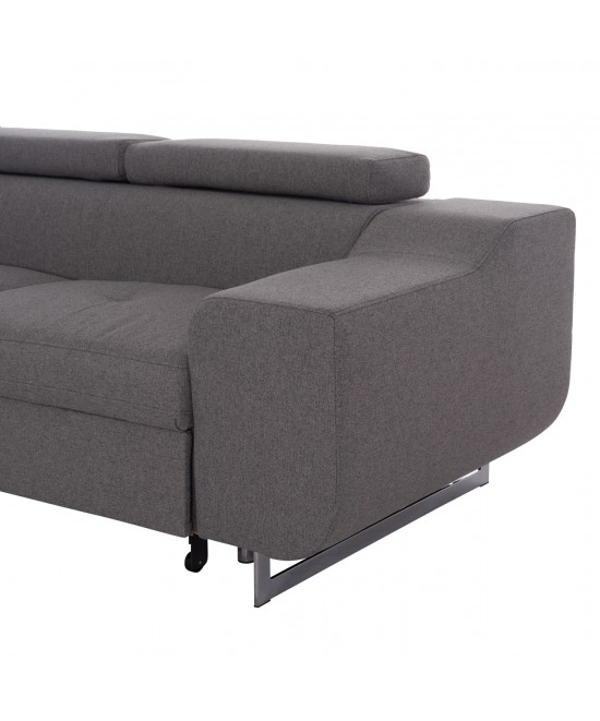 ΓΩΝΙΑΚΟΣ ΚΑΝΑΠΕΣ-ΚΡΕΒΑΤΙ ΜΕ ΑΠΟΘ.ΧΩΡΟ ENCORE HM3301.01L ΓΚΡΙ ΥΦΑΣΜΑ 285x205x90Υεκ.