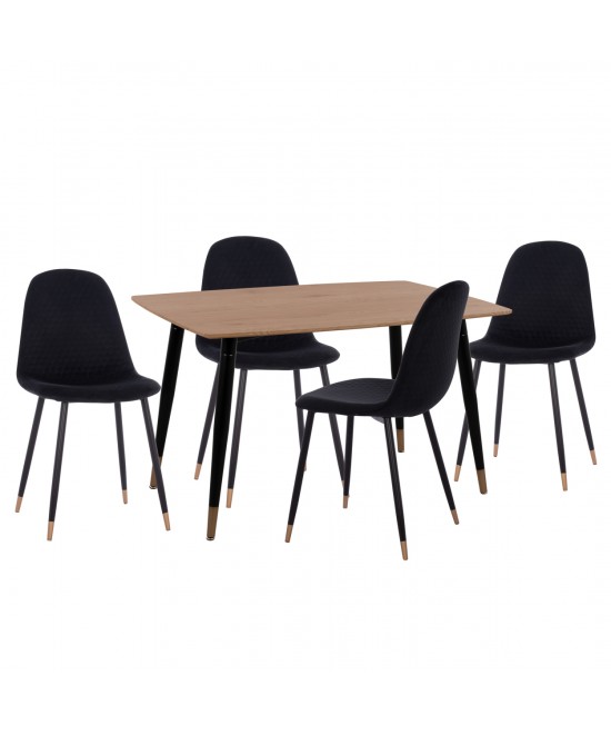 ΣΕΤ ΤΡΑΠΕΖΑΡΙΑΣ 5ΤΜΧ ALIZA HM11196.09 MDF TOP-ΒΕΛΟΥΔΟ & ΜΕΤΑΛΛΟ ΣΕ ΜΑΥΡΟ