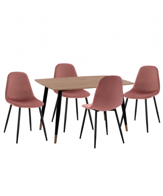 ΣΕΤ ΤΡΑΠΕΖΑΡΙΑΣ 5ΤΜΧ ALIZA HM21201 MDF TOP-ΒΕΛΟΥΔΟ ΣΑΠΙΟ ΜΗΛΟ & ΜΕΤΑΛΛΟ ΜΑΥΡΟ