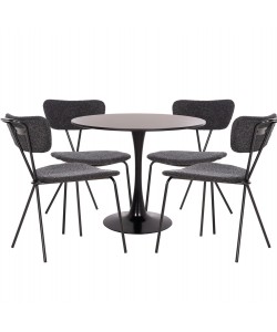 ΣΕΤ ΤΡΑΠΕΖΑΡΙΑΣ 5ΤΜΧ BROLIN HM21200 MDF TOP & ΜΕΤΑΛΛΟ ΜΑΥΡΟ-ΣΚΟΥΡΟ ΓΚΡΙ ΥΦΑΣΜΑ