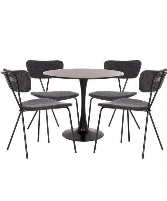 ΣΕΤ ΤΡΑΠΕΖΑΡΙΑΣ 5ΤΜΧ BROLIN HM21200 MDF TOP & ΜΕΤΑΛΛΟ ΜΑΥΡΟ-ΣΚΟΥΡΟ ΓΚΡΙ ΥΦΑΣΜΑ